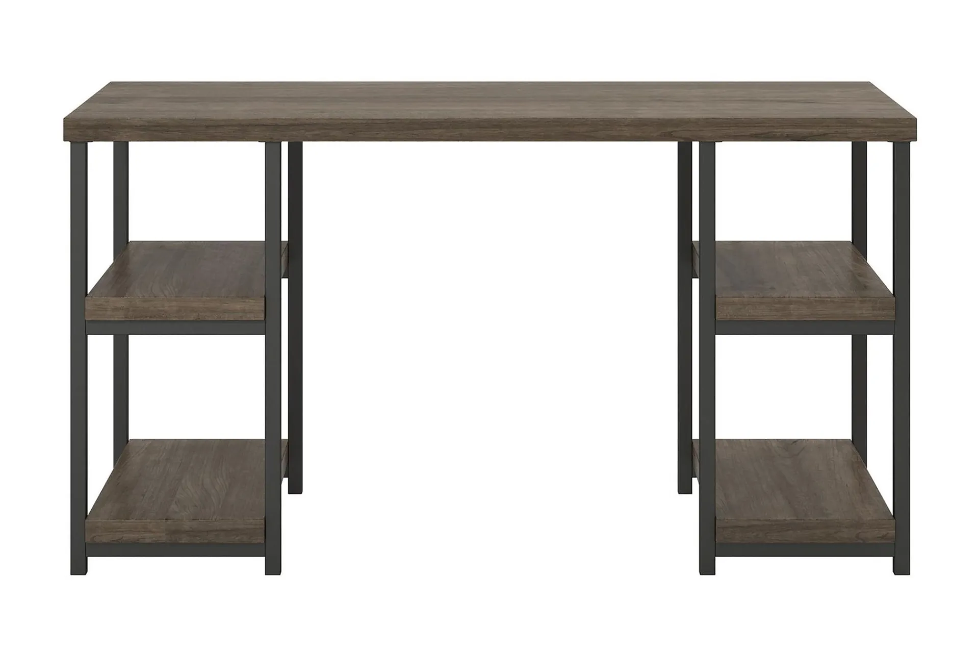 Dorel Home Kontorbord-Ashlar Skrivebord 137 cm med Oppbevaring 4 Hyller /Svart Brun