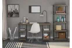 Dorel Home Kontorbord-Ashlar Skrivebord 137 cm med Oppbevaring 4 Hyller /Svart Brun