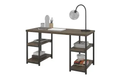 Dorel Home Kontorbord-Ashlar Skrivebord 137 cm med Oppbevaring 4 Hyller /Svart Brun
