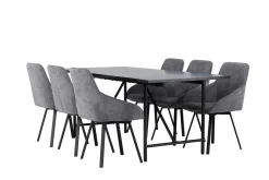 Venture Home Astrid Spisegruppe 200 cm Rektangulær med 6 Rosie Stoler