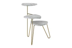 Novogratz AtHena Sidebord 55 cm Marmorlook/Hvit/Messing