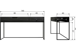 WOOOD Gangbord|Avlastningsbord-Atila Avlastningsbord 140 cm Svart
