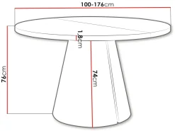 Aurion Spisebord rundt uttrekkbart 100-174 cm