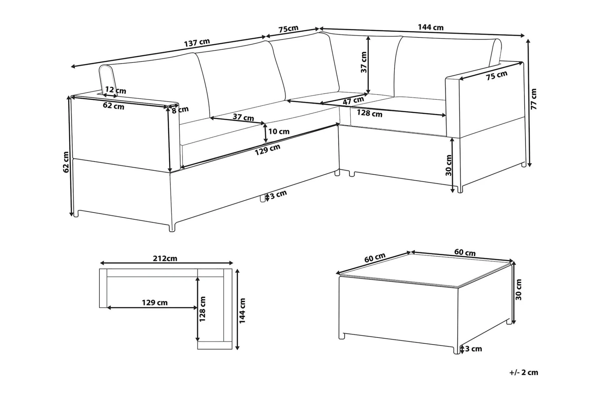 Avola Loungegruppe 212 cm