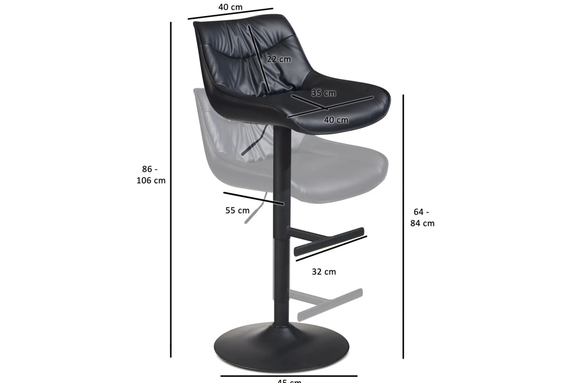 Barmøbler|Barstoler-Bacchi Barstol 106 cm Antracit