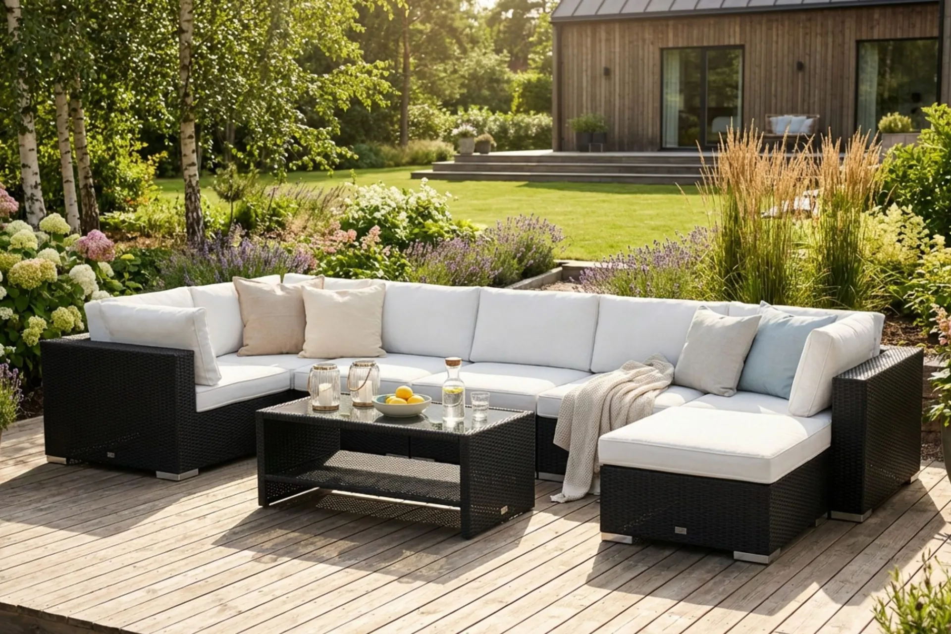 Comfort Garden Loungebord & Sofabord Utendørs|Balkongmøbler-Bahamas Divanmodul – Loungebord Utendørs 75x75 cm til Sofaer Svart