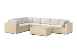 Comfort Garden Loungesett|Loungesett-Bahamas L-formet utesofa høyre, 7-seters med bord