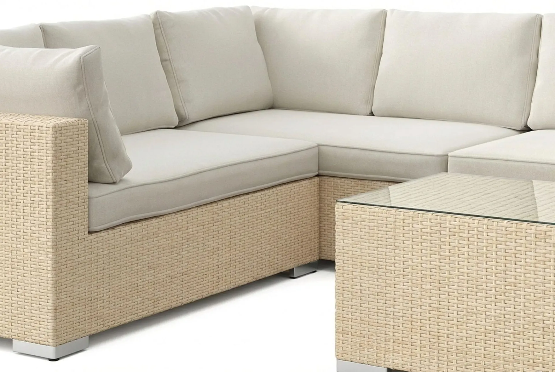 Comfort Garden Loungesett|Loungesett-Bahamas L-formet utesofa høyre, 7-seters med bord