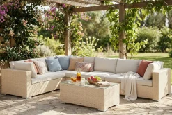 Comfort Garden Loungesett|Loungesett-Bahamas L-formet utesofa høyre, 7-seters med bord