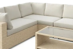 Comfort Garden Bahamas L-formet utesofa høyre, 7-seters med bord og hylle