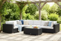 Comfort Garden Veranda & Terrasse|Loungemøbler Salg-Bahamas L-formet utesofa høyre, 7-seters med bord