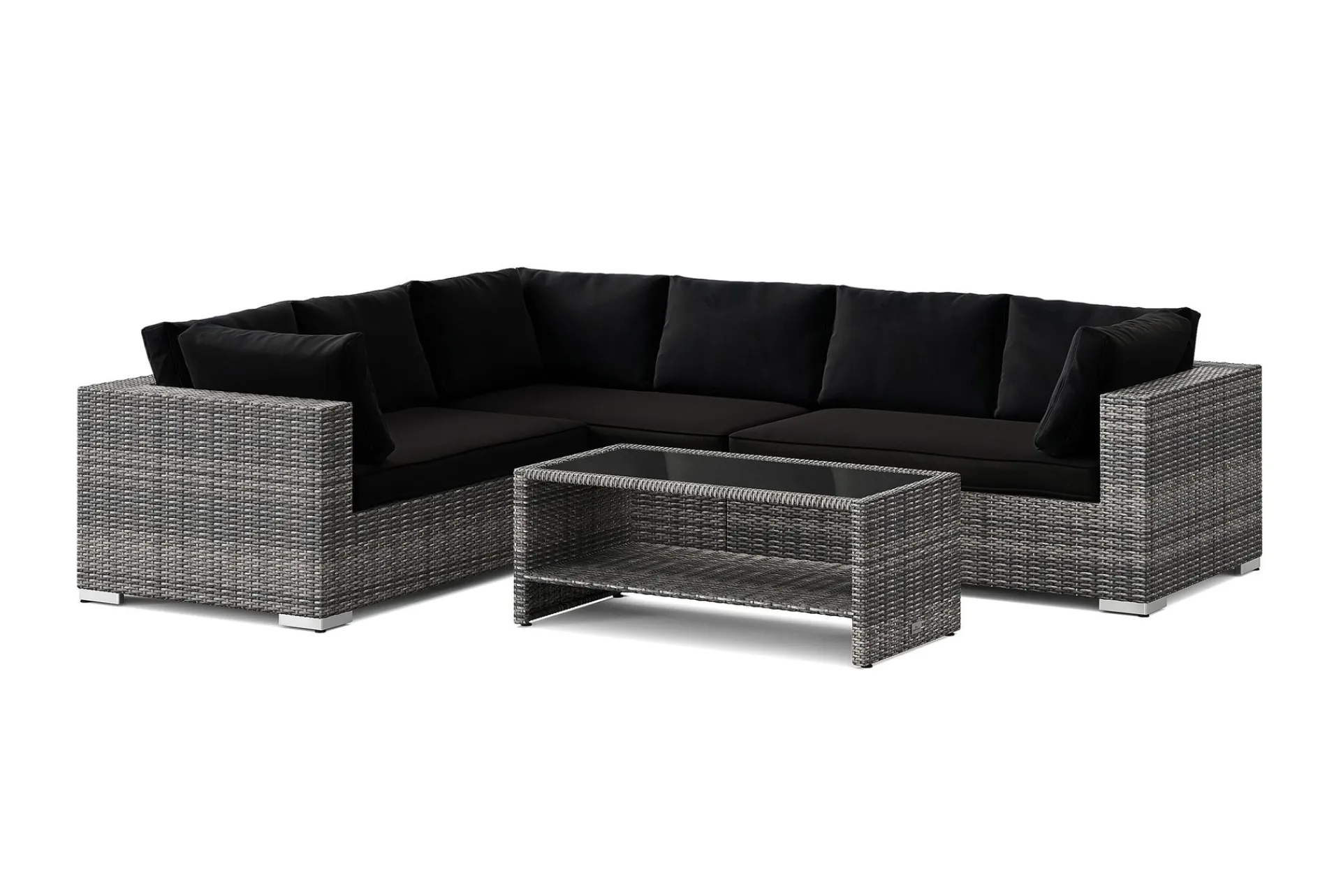 Comfort Garden Puteoppbevaring & Møbelbeskyttelse|Hagemøbler Barn-Bahamas L-formet utesofa høyre, 6-seters med bord og hylle