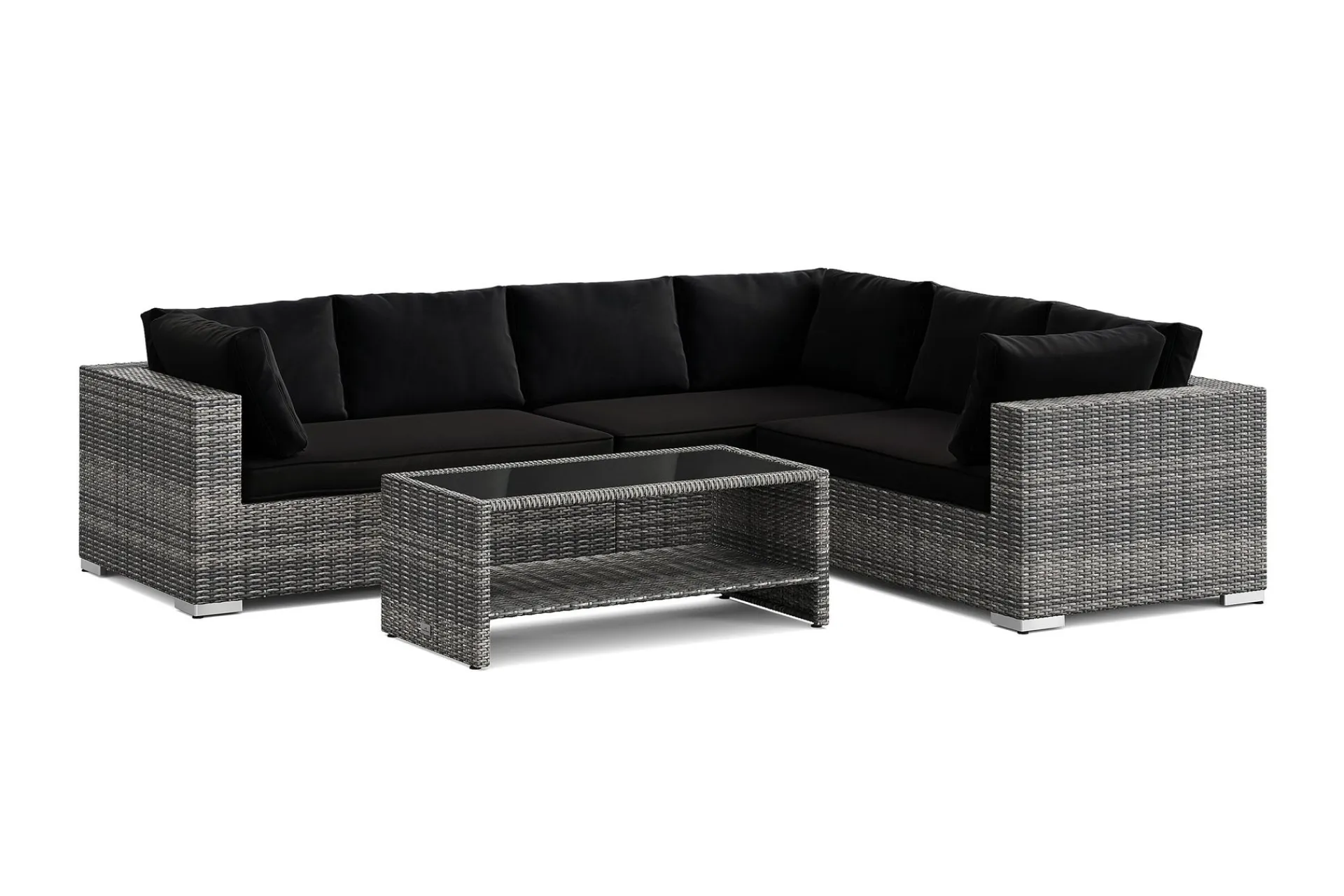 Comfort Garden Veranda & Terrasse|Loungemøbler Salg-Bahamas L-formet utesofa venstre, 6-seters med bord og hylle