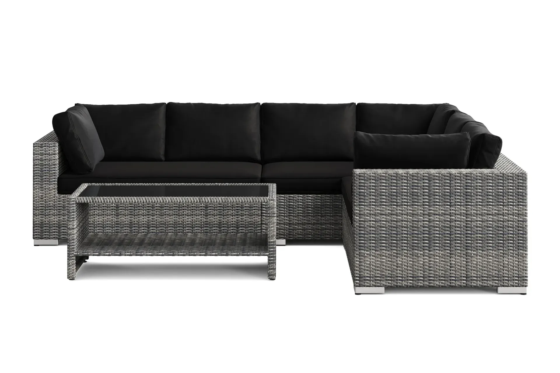 Comfort Garden Veranda & Terrasse|Loungemøbler Salg-Bahamas L-formet utesofa venstre, 6-seters med bord og hylle