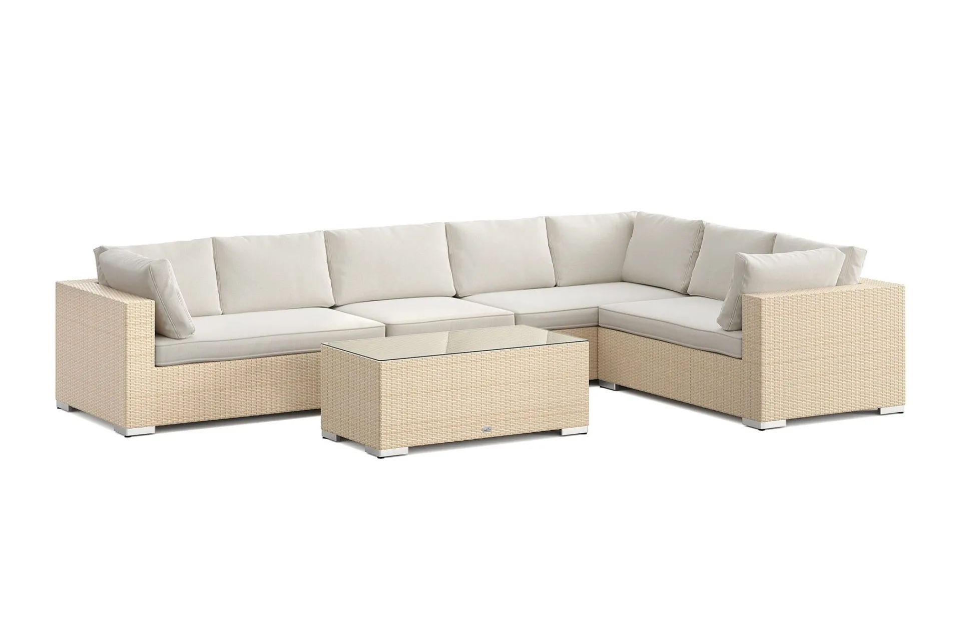 Comfort Garden Bahamas L-formet utesofa venstre, 7-seters med bord