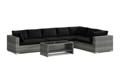 Comfort Garden Bahamas L-formet utesofa venstre, 7-seters med bord og hylle