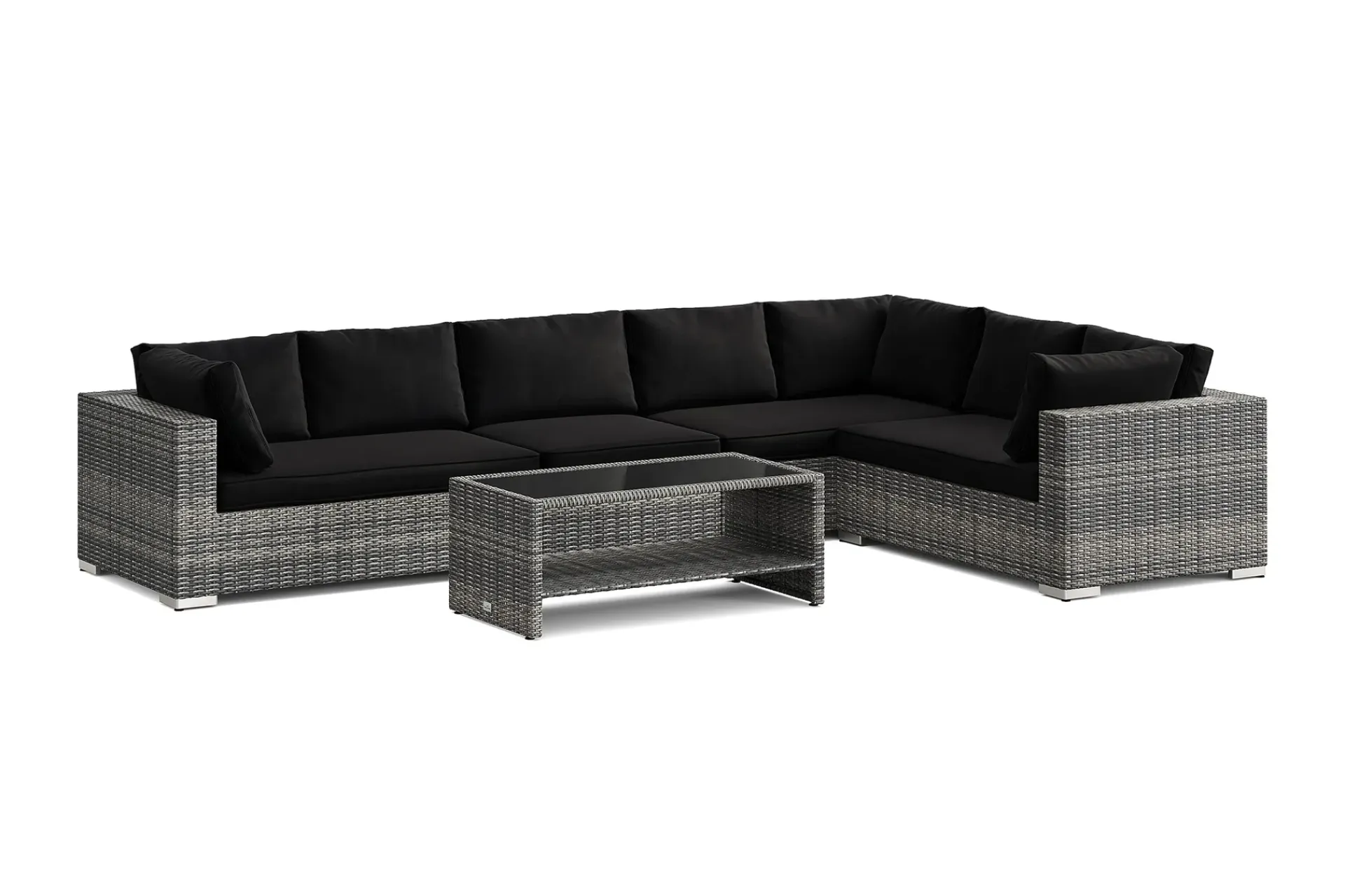 Comfort Garden Bahamas L-formet utesofa venstre, 7-seters med bord og hylle