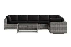 Comfort Garden Bahamas L-formet utesofa venstre, 7-seters med bord og hylle