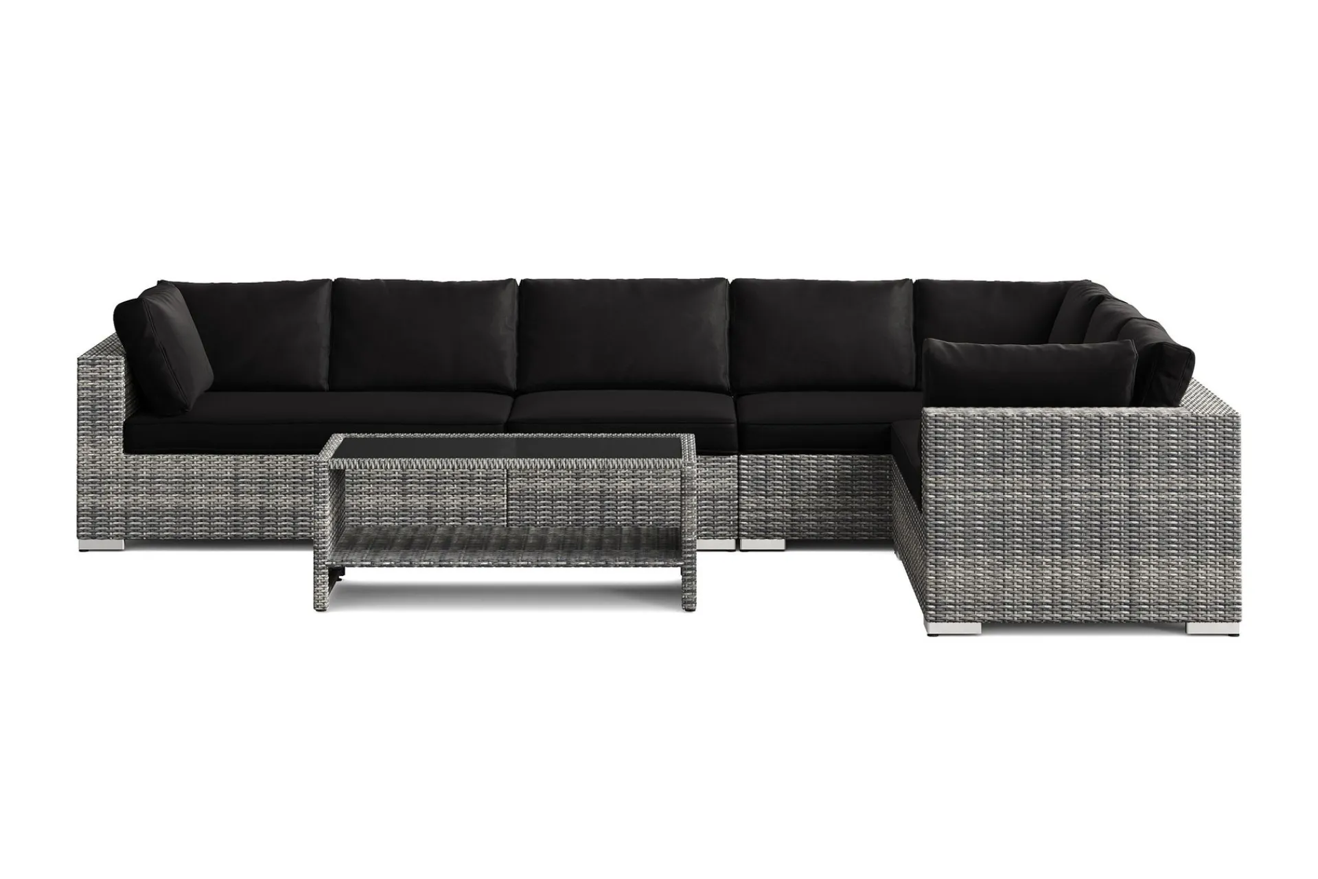 Comfort Garden Bahamas L-formet utesofa venstre, 7-seters med bord og hylle