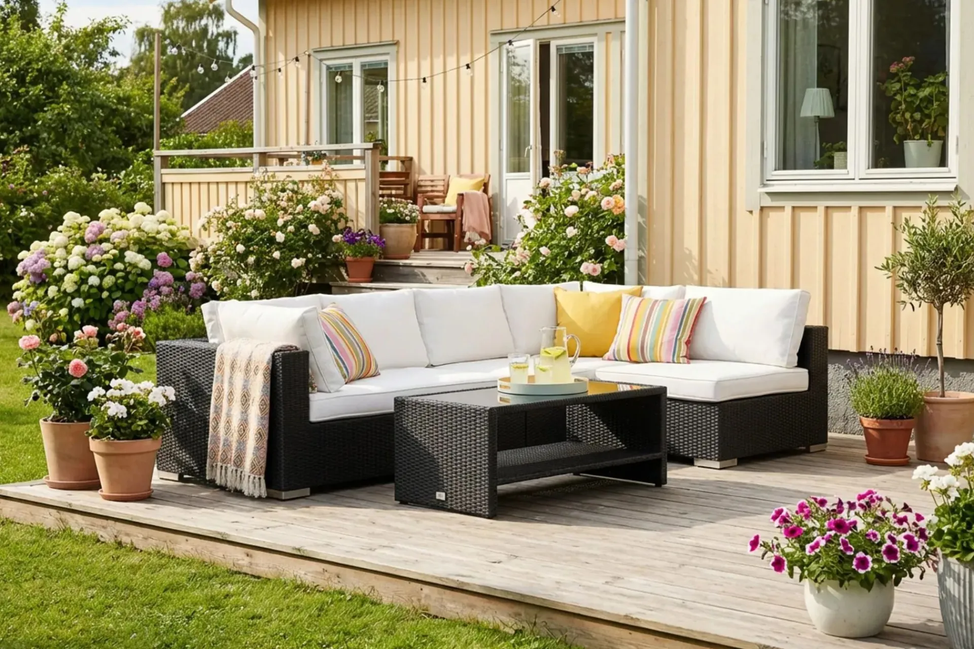 Comfort Garden Bahamas Sofabord med Hylle Utendørs 113 cm Kunstrotting