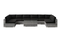 Comfort Garden Bahamas U-formet utendørs loungegruppe med åpen avslutning, 9-seters med bord