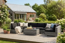 Comfort Garden Bahamas U-formet utendørs loungegruppe med åpen avslutning, 8-seters med bord
