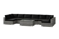 Comfort Garden Bahamas U-formet utendørs loungegruppe med åpen avslutning, 8-seters med bord