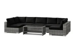 Comfort Garden Pumper Og Irrigasjon|Loungesett-Bahamas U-formet utendørs loungegruppe med åpen avslutning, 7-seters med bord og hylle Grå