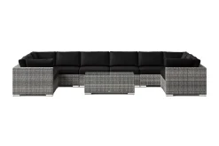 Comfort Garden Bahamas U-formet utendørs loungegruppe med lukket avslutning, 10-seters med bord