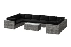 Comfort Garden Bahamas U-formet utendørs loungegruppe med lukket avslutning, 10-seters med bord