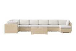 Comfort Garden Veranda & Terrasse|Loungemøbler Salg-Bahamas U-formet utendørs loungegruppe 8-seters med vendbar divan og bord Beige