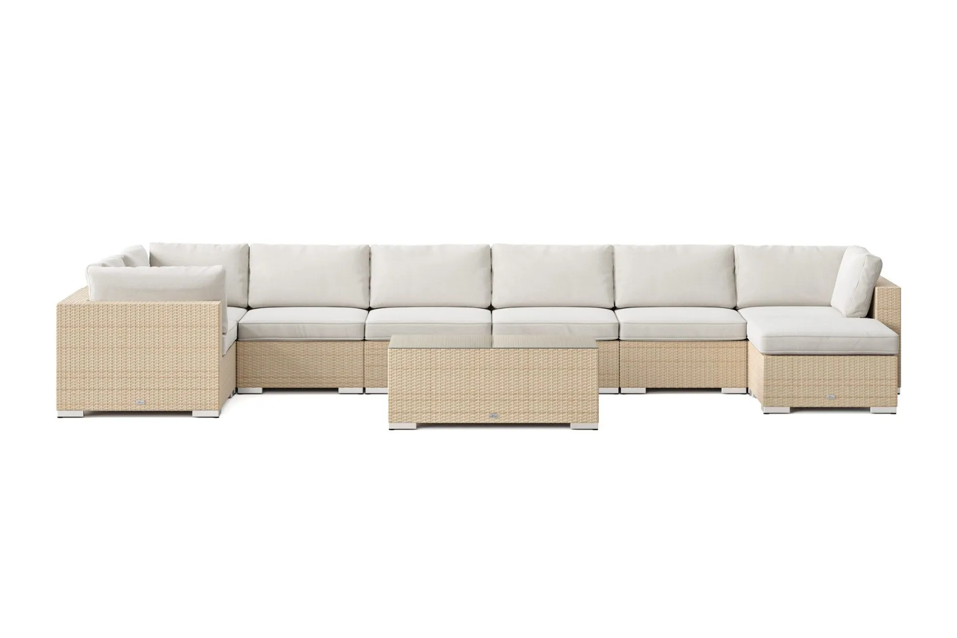 Comfort Garden Veranda & Terrasse|Loungemøbler Salg-Bahamas U-formet utendørs loungegruppe 8-seters med vendbar divan og bord Beige
