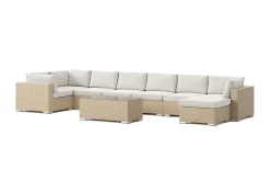 Comfort Garden Veranda & Terrasse|Loungemøbler Salg-Bahamas U-formet utendørs loungegruppe 8-seters med vendbar divan og bord Beige