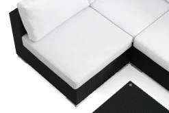 Comfort Garden Veranda & Terrasse|Loungesett-Bahamas U-formet utendørs loungegruppe med åpen avslutning, 6-seters med bord Svart