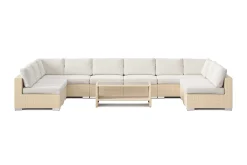 Comfort Garden Veranda & Terrasse|Loungemøbler Salg-Bahamas U-formet utendørs loungegruppe med åpen avslutning, 9-seters med bord og hylle