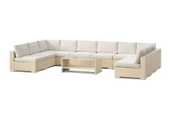 Comfort Garden Veranda & Terrasse|Loungemøbler Salg-Bahamas U-formet utendørs loungegruppe med åpen avslutning, 9-seters med bord og hylle