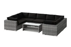 Comfort Garden Veranda & Terrasse-Bahamas U-formet utendørs loungegruppe med lukket avslutning, 9-seters med bord og hylle