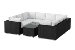Comfort Garden Bahamas U-formet utendørs loungegruppe med lukket avslutning, 7-seters med bord