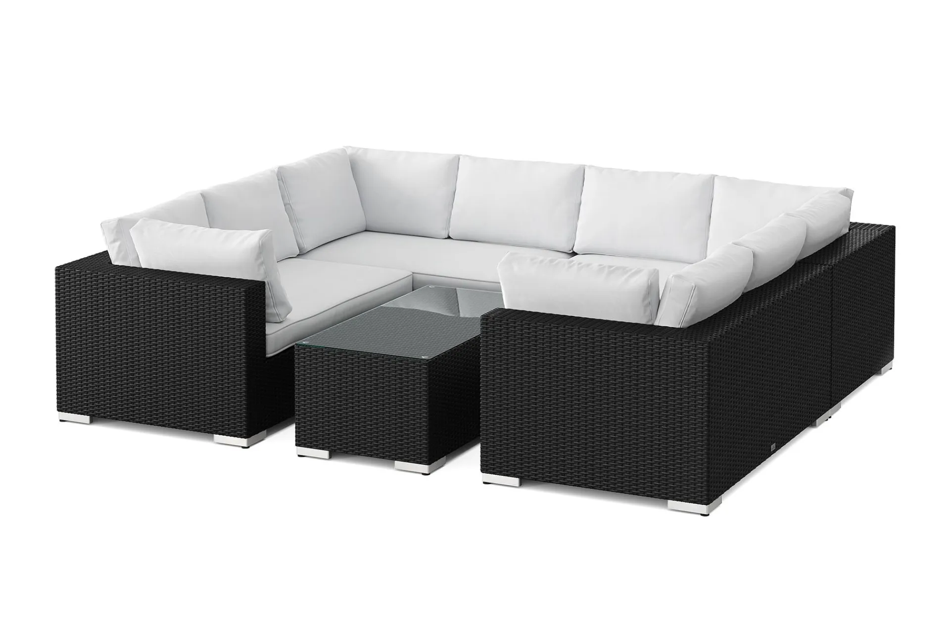 Comfort Garden Veranda & Terrasse|Loungesett-Bahamas U-formet utendørs loungegruppe med lukket avslutning, 8-seters med bord