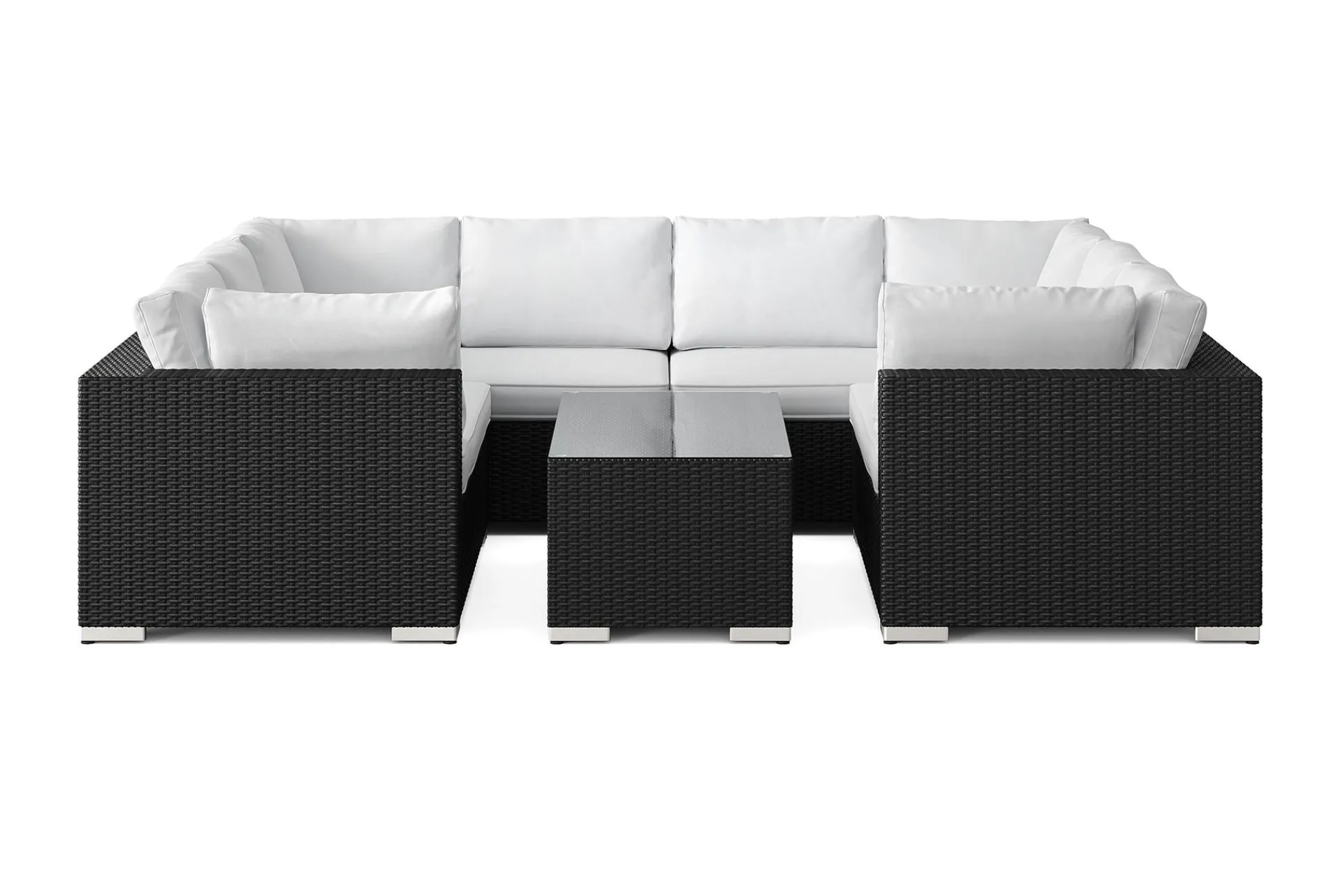 Comfort Garden Veranda & Terrasse|Loungesett-Bahamas U-formet utendørs loungegruppe med lukket avslutning, 8-seters med bord