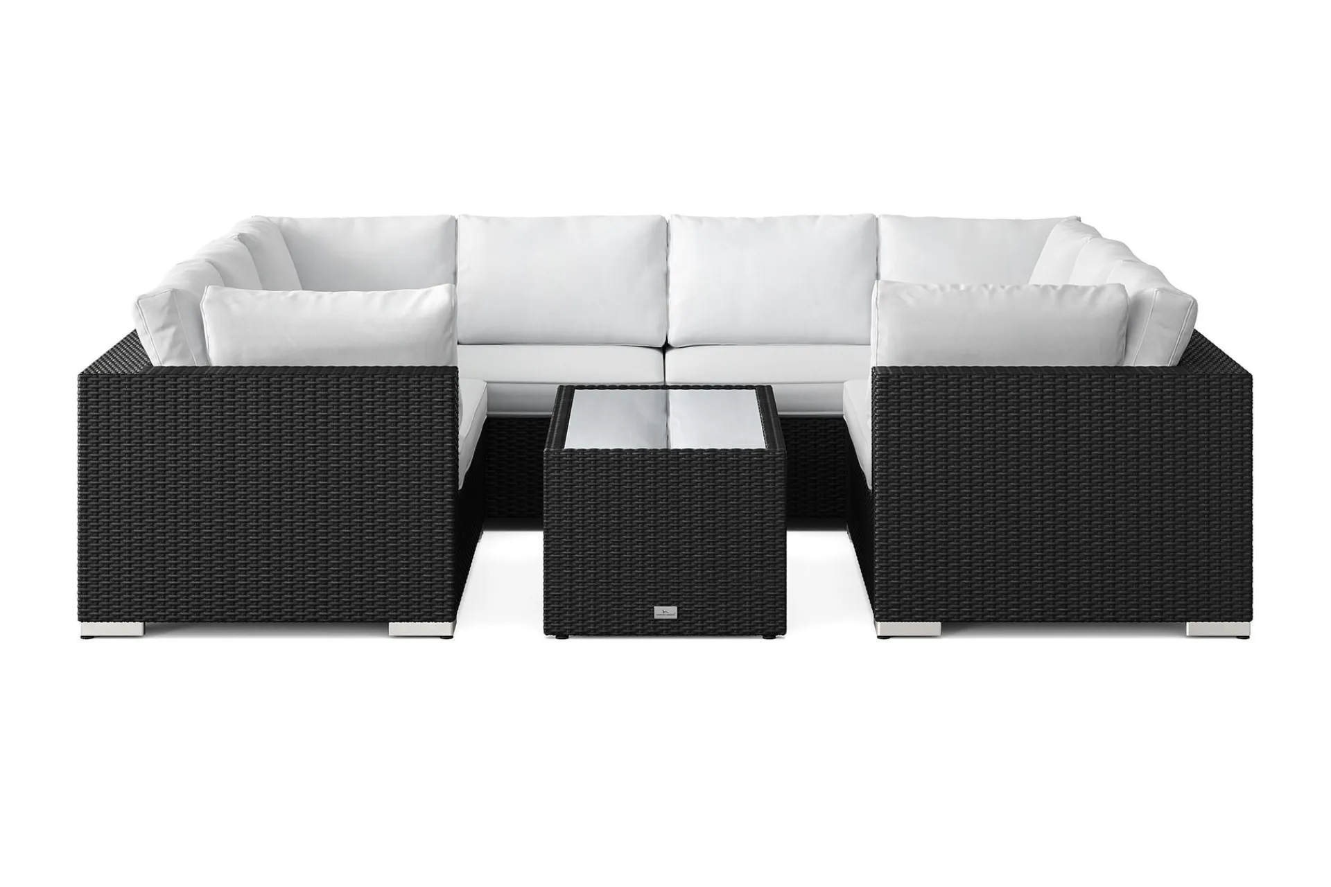 Comfort Garden Bahamas U-formet utendørs loungegruppe med lukket avslutning, 8-seters med bord og hylle