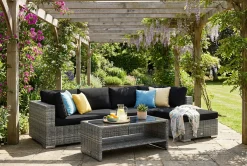Comfort Garden Loungemøbler Salg|Loungesett-Bahamas utendørs divansofa 5-seters med vendbar divan og bord med hylle