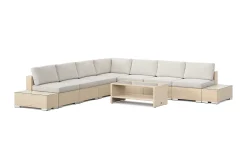 Comfort Garden Bahamas utendørs hjørnesofa 7-seters vendbar med åpen avslutning og bord med hylle