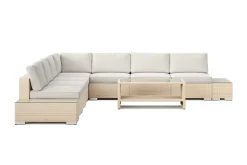 Comfort Garden Bahamas utendørs hjørnesofa 7-seters vendbar med åpen avslutning og bord med hylle