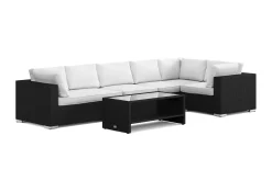 Comfort Garden Bahamas utendørs hjørnesofa 5-seters vendbar og bord med hylle