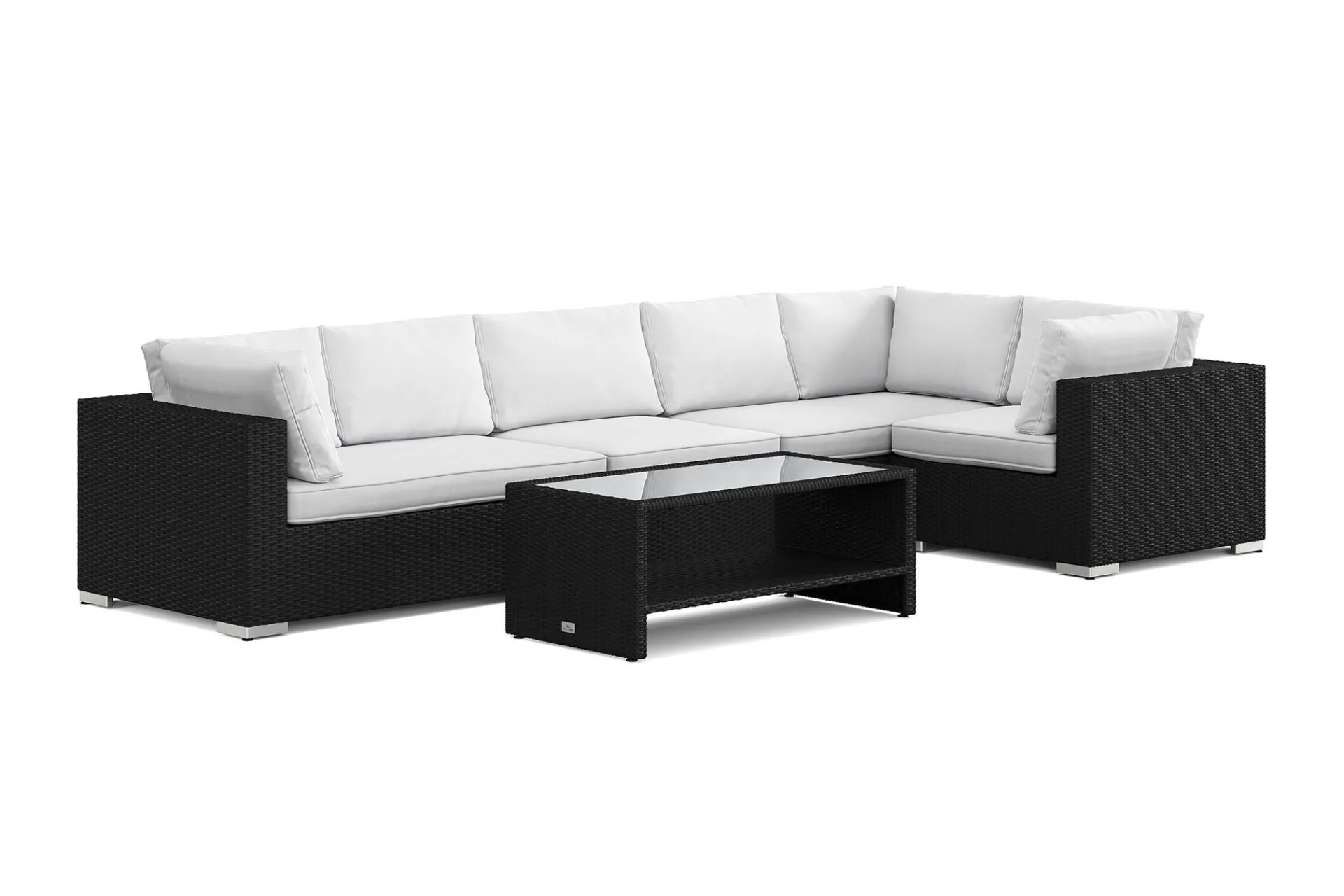 Comfort Garden Bahamas utendørs hjørnesofa 5-seters vendbar og bord med hylle
