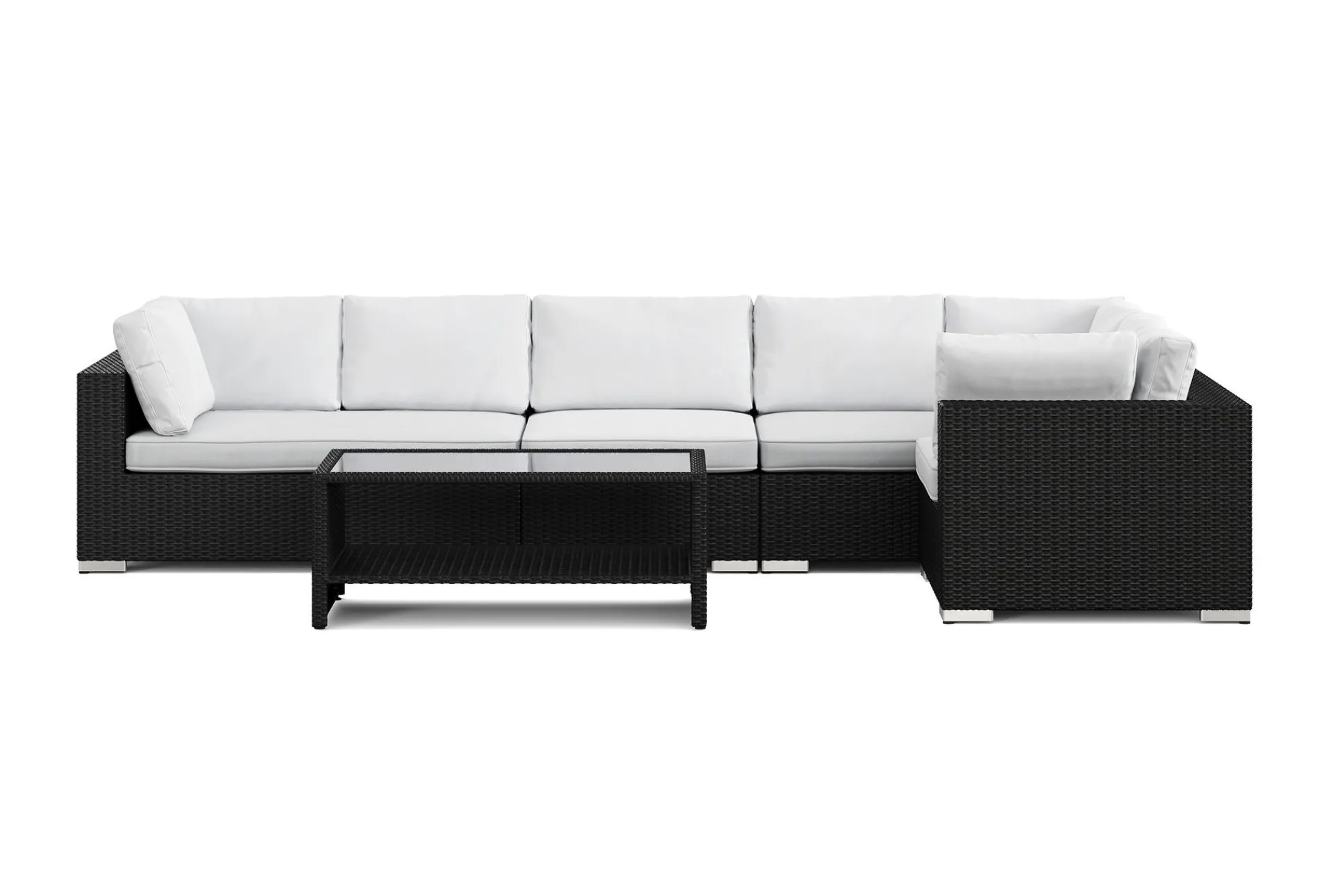Comfort Garden Bahamas utendørs hjørnesofa 5-seters vendbar og bord med hylle