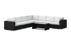 Comfort Garden Bahamas utendørs hjørnesofa 7-seters vendbar og bord med hylle