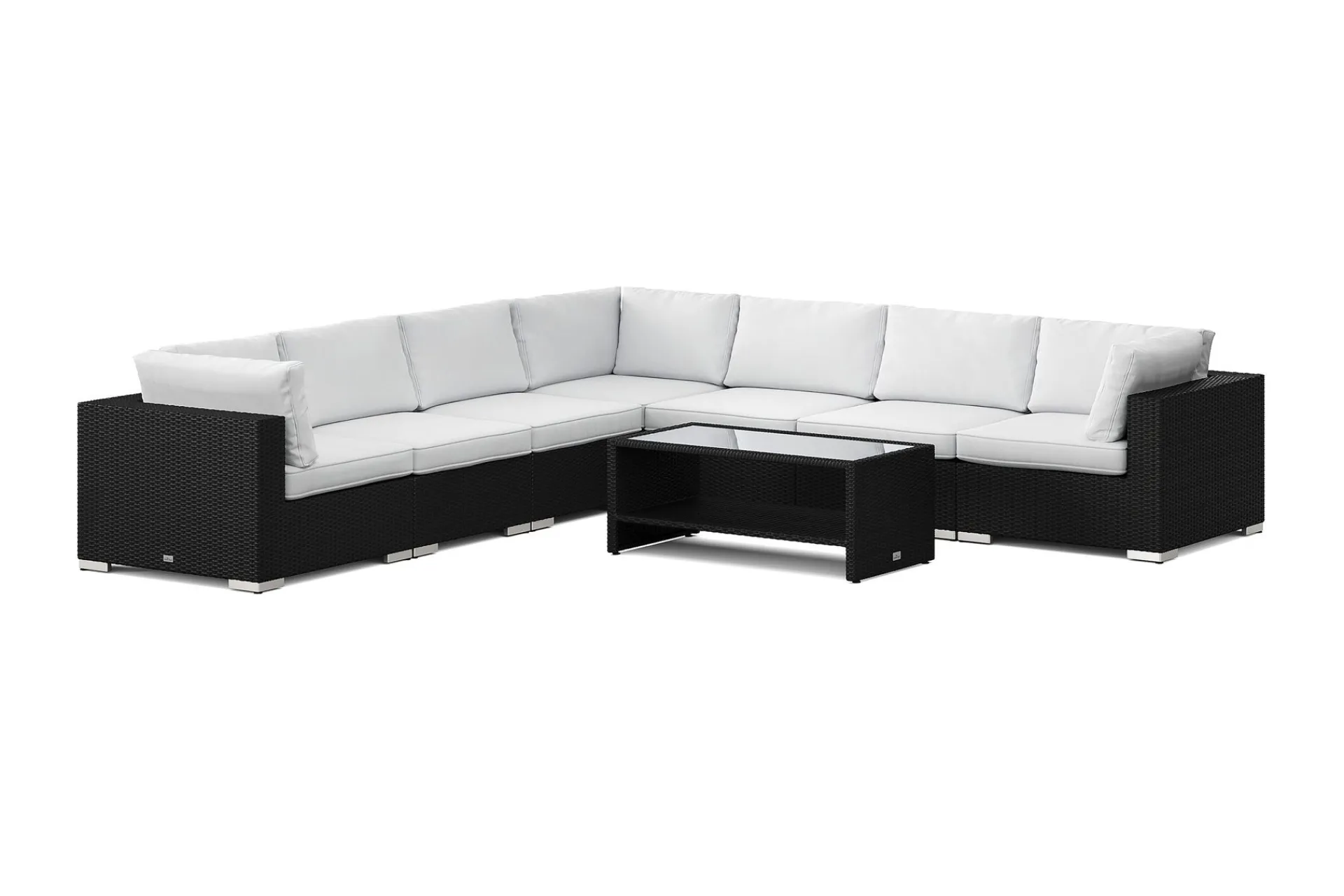 Comfort Garden Bahamas utendørs hjørnesofa 7-seters vendbar og bord med hylle