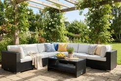 Comfort Garden Bahamas utendørs hjørnesofa 7-seters vendbar og bord med hylle